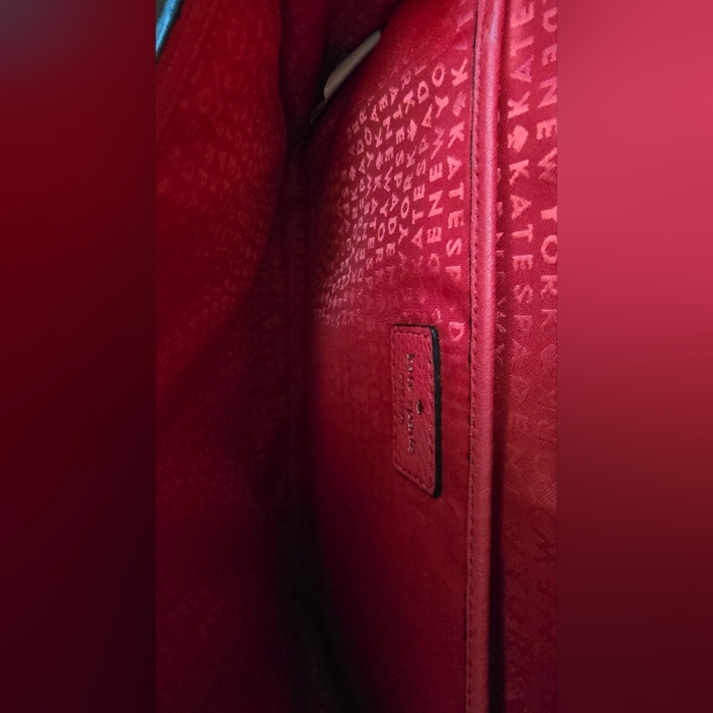 Kate Spade Flynn Red Leather Clutch Cross Body 10 x 7.5 x 1.25 - Picture 9 of 17